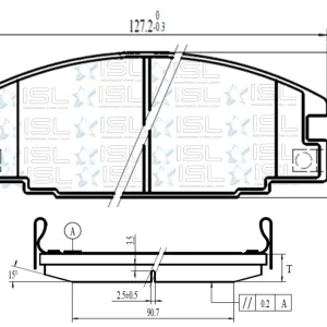 PASTILLAS FRENO CH LUV 2300/1600 94 /TROOPER /RODEO 1ra.SERIE /JANGLING LANDWIND X6 2.3cc 08/ (JGO) (7253-D363) (127.2x51.1) (ESCALA: 3:3% 6:5%)