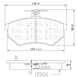 PASTILLAS FRENO CH N300 (JGO) (10241-D696-7570) /VW VENTO 15mm /JETTA 91/96 /GOLF GTI 15.2mm /GEELY CK 07/08 /CHERY TIGGO 2.0 09/ 4x2 4x4 06/08 /CHANGE IDEAL /FREEDOM (ADAPTABLE: D290 (19mm) D227-7143 7177 AUDI A4 95) (119x69.6) (ESCALA: 10:3% 30:5%)