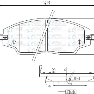 PASTILLAS FRENO CH SONIC 16/17 /COBALT 12/13 DEL (JGO) (D1702) (141.9x52.7) (ESCALA: 2:3% 5:5%)