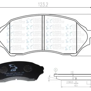 PASTILLAS FRENO MZ ALLEGRO 1.6/1.3 /FD LASER (JGO) (7670-D798) (123.2x51.9) (ESCALA: 5:3% 20:5%)