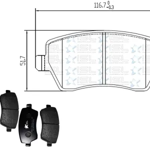 PASTILLAS FRENO RN DUSTER 1.6 /CLIO 05/10 /NS MICRA 05/07 /NOTE (JGO) (8553-D1435) (116.7x51.7) (ESCALA: 5:3% 20:5%)