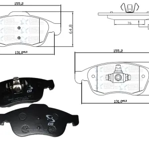 PASTILLAS FRENO RN DUSTER 2.0 /CAPTUR /FLUENCE 11 (JGO) (8844-D1627) (155.2x68.8)((155.2x59.5))
