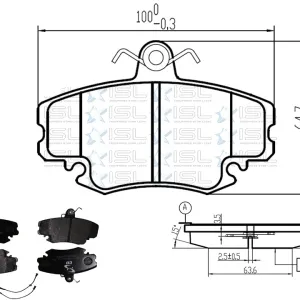 PASTILLAS FRENO RN LOGAN /SANDERO /SYMBOL /CITIUS /MEGANE /CLIO II /TWINGO /PEUGEOT 205-309 (JGO) (D1146-7194) (100x64.7) (ESCALA: 10:3% 30:5%)